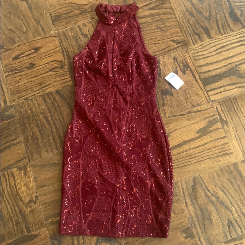 Burgundy sequence dress